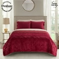 thumbnail image 5 of Dearfoams Burgundy Velvet Plush 7 Piece Quilt Bedding Set with Flannel Sheets, Queen, 5 of 7