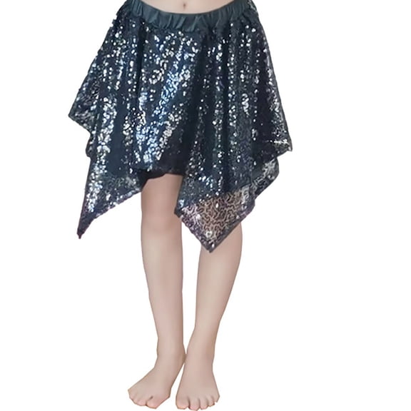 Vividxx Dress For Girls Glitter Asymmetrical Layered Performance Dress With Shorts Tutu Skirt For Dance Party And Play 10-12 Years