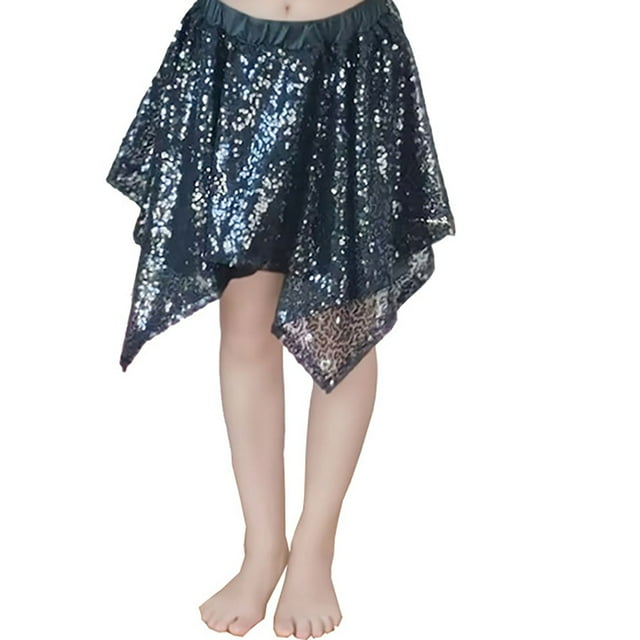 HXWCHs Robe en Velours Filles Robe de Performance Asymétrique à Couches avec Shorts Intégrés Jupe Tutu pour Fêtes de Danse et Noir 3-6 Ans
