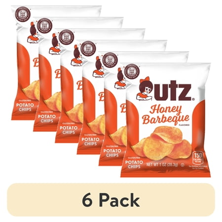 (6 pack) Utz Honey Barbeque Potato Chips, Gluten-Free, 1 oz Bag