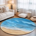 thumbnail image 2 of Round Area Rugs 6Ft, Blue Coastal Beach Non-Slip Washable Circle Rugs Carpet, Summer Nautical Ocean Beige Seaside Indoor Outdoor Rug Floor Mats Throw Runner for Bedroom Living Room Bathroom, 2 of 8