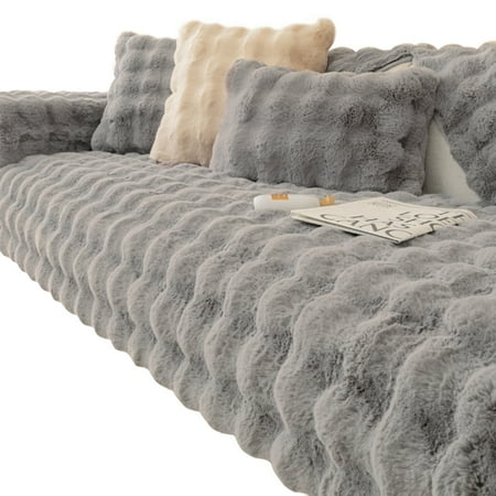 

Rabbit Plush Sofa Cushion/Pillowcase Non-Slip Comfortable to Touch Cover Suitable for All Kinds of Sofas Gray 30*50m