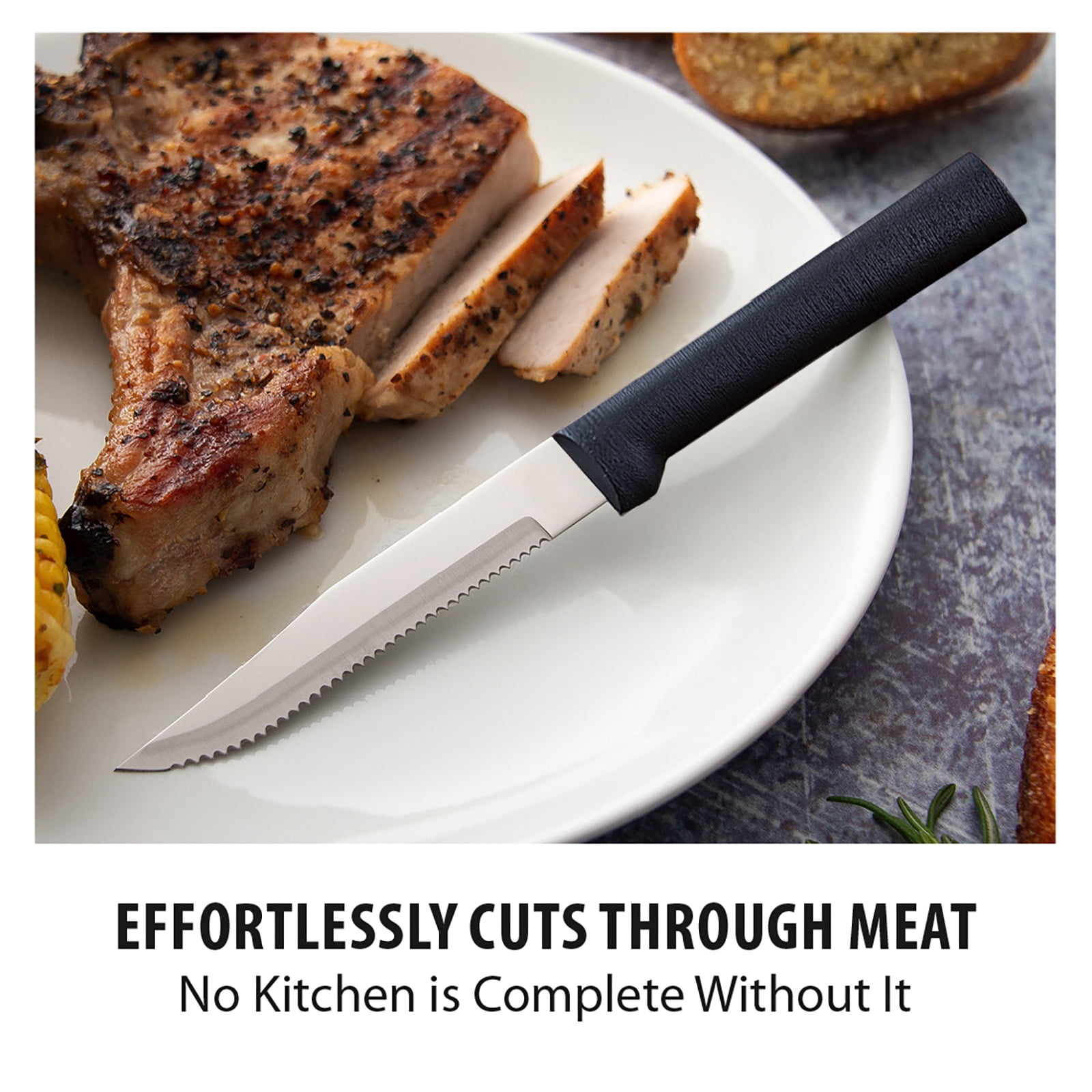 Rada 8 Piece Meat Lover's Set with Carving Set and Steak Knives, Black Handles