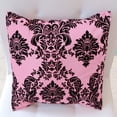 thumbnail image 2 of Flocked Damask Decorative Throw Pillow/Sham Cushion Cover Black on Pink, 2 of 2