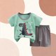 thumbnail image 4 of Conjuntos de blusas y camisas de cuello redondo y manga corta de verano para niños Conjunto de ropa para el hogar de manga corta con cuello redondo fino Conjunto de dos piezas Camiseta estampada linda, 4 of 5
