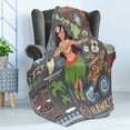 thumbnail image 4 of Hula Girl Soft Flannel Fleece Throw Blanket, Tribal Aloha Folks Volcano Culture Tourism Hibiscus Retro Design Illustration, Cozy Plush for Indoor and Outdoor Use, 50" x 60", Multicolor, by Ambesonne, 4 of 5