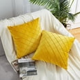 thumbnail image 3 of Yesfashion Velvet Throw Pillow Covers 26x26 Pack of 2 Plaid Square Cushion Covers for Chair, Bench, Yellow, 3 of 3