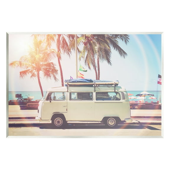 Stupell Industries Tropical Minibus on Beach Transportation Photography Unframed Art Print Wall Art, 15 x 10
