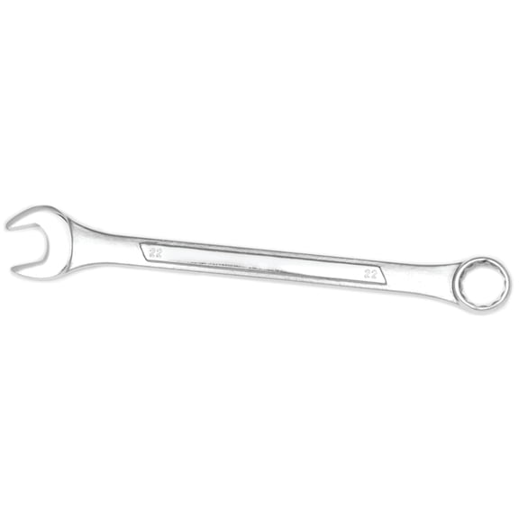 Performance Tool W342C 22mm Combination Wrench, Drop-Forged Chrome Alloy Steel, Satin Chrome Finish, Rounded Box End