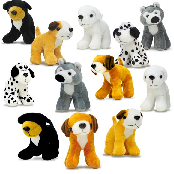 Cachorros de peluche novedosos Plush Dogs 4E's, paquete de 12 unidades de 13 cm para niños