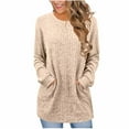 thumbnail image 2 of Womens Blouses Dressy Casual Long Sleeve Crew Neck Solid Color Pullover Blouses for Women Loose Lightweight Shirts Hoodeless Sweatshirt S-2XL, 2 of 6
