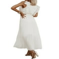 thumbnail image 4 of Robe Maxi à Volants Sans Manches Col en V Plissée en Chiffon avec Ceinture, 4 of 7