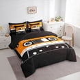 thumbnail image 3 of Homewish Teens Boys Girls Magnetic Tape Bedding Comforter Set 7pcs,Music Melody Theme Queen Bedding Sets Super Cozy,Black Orange Queen Sheet Sets,Lightweight Room Decor,Reversible, 3 of 8