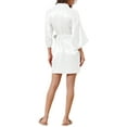 thumbnail image 3 of INSPIRE CHIC Women's Silk Robes 3/4 Sleeves Tie Waist Floral Satin Pajamas M White, 3 of 6