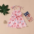 thumbnail image 2 of Splozh Newborn Fourth of July Outfits Girl 12 18 24 Months 2T3T4T5T Bow Romper Overall Infant Baby 4th of July Red White Blue Clothes,Red,18-24 Months, 2 of 4
