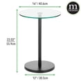 thumbnail image 3 of mDesign Metal/Glass Top Round Accent Side/End Drink Table Furniture, Matte Black, 3 of 7