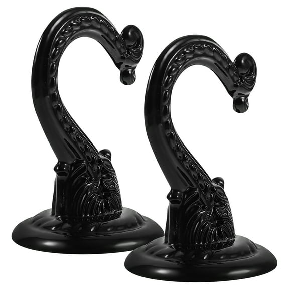Raindrops Black Metal Foldable Ceiling Hooks for Home Accessories, and Easy to Install, 2 Sets