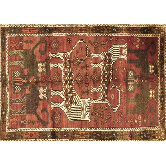 Ahgly Company Indoor Rectangle Animal Brown Traditional Area Rugs, 7' x 9'