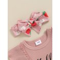 thumbnail image 6 of Nygoyerh Baby Girls Summer 3Pcs Outfits Fly Sleeve Letter Print Romper + Cute Fruits Print Shorts + Bow Headband 3M 6M 9M 12M 18M Newborn Infant Casual Shorts Sets, 6 of 9