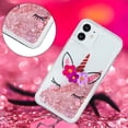 thumbnail image 3 of Case for iPhone 12 Mini, iPhone 12 Mini Case Cute Pink Glitter Luxury Sparkle Liquid for Girls Women Quicksand Clear Soft TPU Protective Phone Case for iPhone 12 Mini Wink Unicorn, 3 of 12