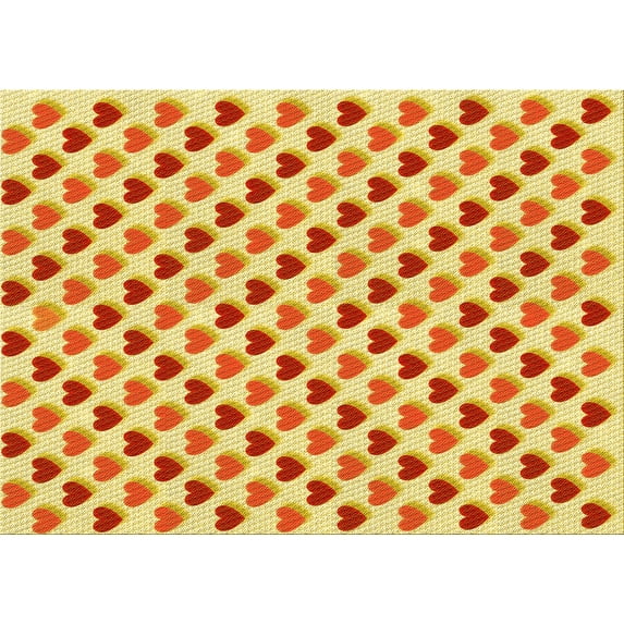 Ahgly Company Indoor Rectangle Patterned Orange Red Orange Area Rugs, 7' x 10'