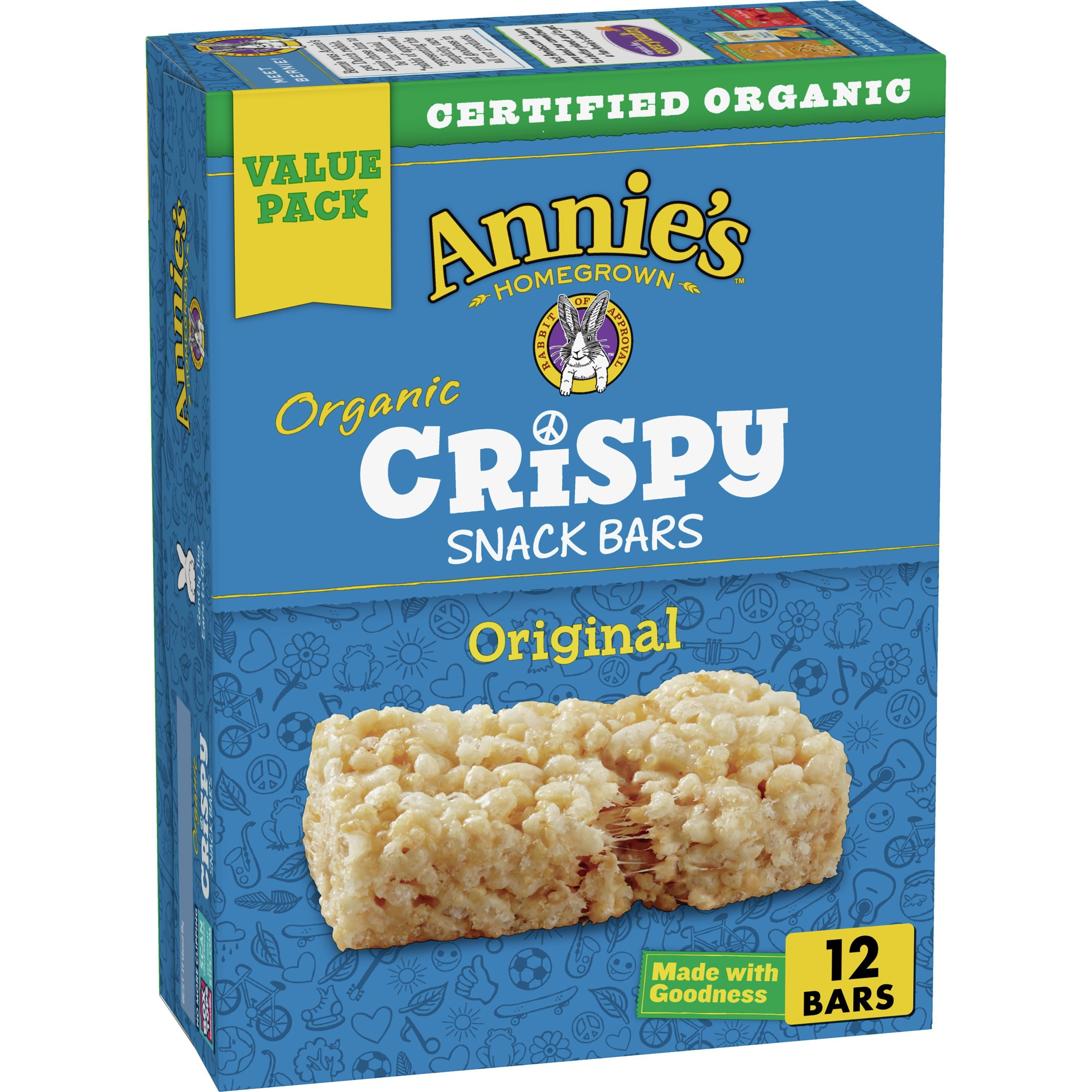 Annie's Organic Original Crispy Snack Bars, Gluten Free, Value Pack, 12 Bars, 9.36 oz.