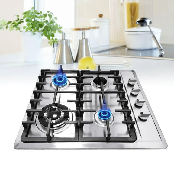 59x51cm Burners Stainless Steel Built-in Gas Cooktop Equipped with a Stainless Steel Surface and Cast-iron Grates
