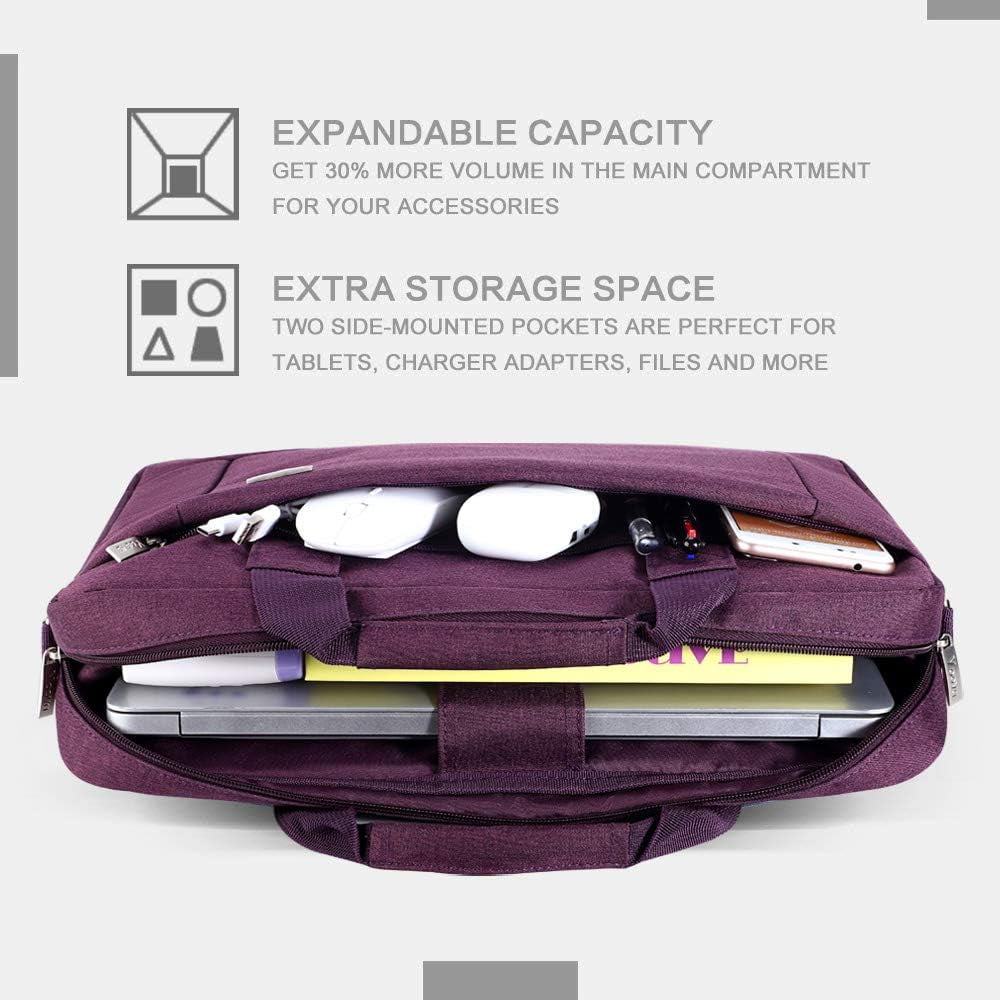 RKXQT Women's Expandable Waterproof Large Capacity Business Briefcase 17 17.3 Inch Messenger Bag Sleeve, Purple, 1-Piece
