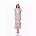 thumbnail image 1 of Sheath Fishtail Skirt2024Spring New Light Luxury round Neck Embroidered Three-Dimensional Flower Puff Sleeve Mid-Length Dress, 1 of 5