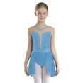 thumbnail image 1 of Alvivi Robe de Gymnastique en Strass pour Adolescentes, Sans Manches, Tutu en Maille Transparente, Justaucorps de Ballet, Costume de Performance Lyrique Bleu Clair 10, 1 of 7