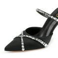 thumbnail image 3 of XYD Women Graceful Embellished Crisscross Straps Pointed Toe Slides Mules Stiletto High Heel Sandals Dressy Shoes Size 4.5 Black, 3 of 4