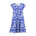 thumbnail image 5 of Lvshlubb Girls Fly Sleeve Dress Floral Printed Crewneck Summer Vacation Beach Dresses with Pockets Clothes for Kids Size 4-15, 5 of 6