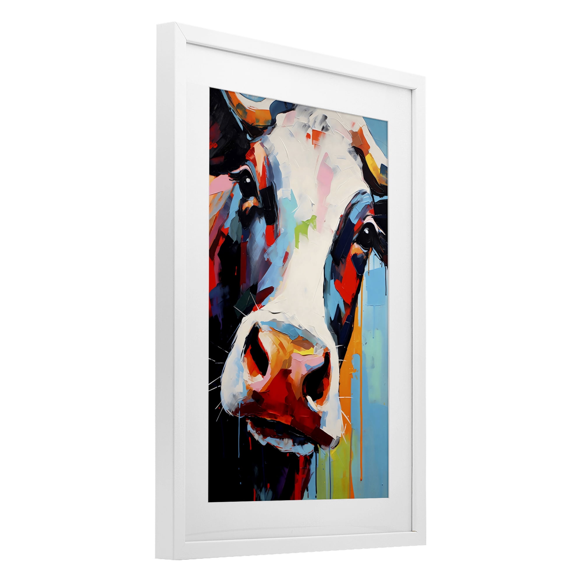 Stupell Industries Cow Of Many Colors White Framed Print Under Glass, design by Creative Studio