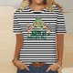 thumbnail image 3 of Camisetas Casuales de Mujer Nueva Moda Impresa Cuello Tripulado Manga Corta, Top Ligero para Diario Y Fiesta, 3 of 4