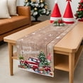 thumbnail image 6 of Christmas Table Runner Merry Christmas Gnome Table Runners Xmas Trees Truck Wood Grain Cotton Linen Dresser Scarf Kitchen Dining Table Decor for Christmas Holiday Party Decor 13x90 Inch, 6 of 9