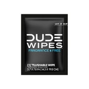 DUDE Wipes Flushable Wipes, XL On-The-Go Wet Wipes, Unscented, 30 Count