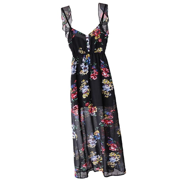 Vestido elegante Gallus con estampado floral y espalda descubierta para mujer, primavera/verano SG