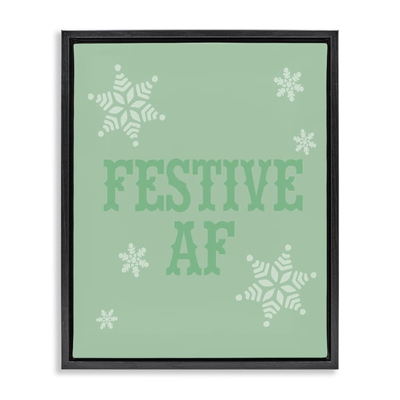 Stupell Industries Cottage Funny Festive AF Phrase Black Floating Frame Canvas Art, 17 x 21, by Lil' Rue