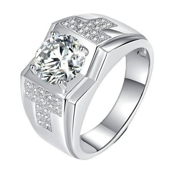 2 Carat Moissanite Ring Men 925 Sterling Silver Engagement Rings for Men D Color VVS1 Clarity Anniversary Wedding Rings Jewelry Size 7-12