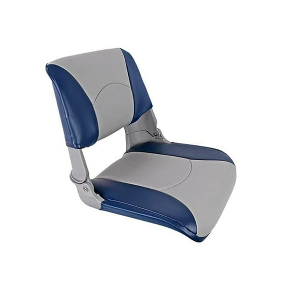 Horizon 1009-ABD 18 in. Composite Folding Back Boat Seat with Replaceable Cushions Shell, Grey & Navy
