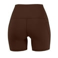 thumbnail image 5 of Jinhomg Biker Shorts Women with Pockets Stretchy High Waisted Tummy Control Yoga Leggings Gym Workout Running Short Pants Daily Wear Coffee S, 5 of 7
