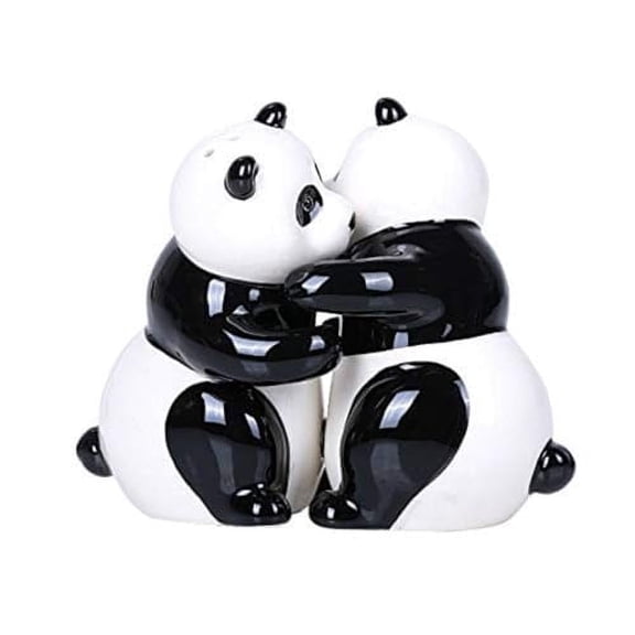 Pacific Giftware Hugging Panda Magnetic Ceramic Salt and Pepper Shakers Set