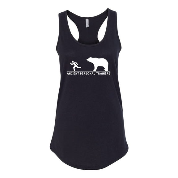 Wild Bobby Ancient Personal Trainers Funny Bear Chase Women Racerback Tank Top
