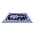 thumbnail image 2 of Ahgly Company Machine Washable Indoor Square Medallion Blue Traditional Area Rugs, 5' Square, 2 of 4