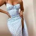 thumbnail image 1 of drppepioner Robe d'Été Mode Femme Camisole Sans Manches Col en V Imprimé Floral Robe Fendue de Plage, 1 of 7