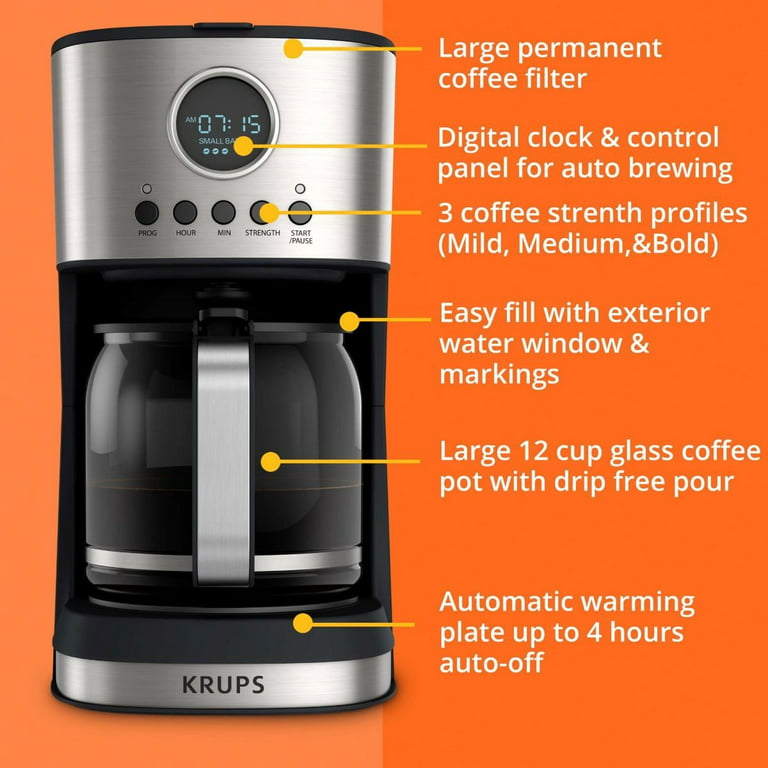Krups 10-Cup Silver Simply Brew Drip Coffee Maker With Filter