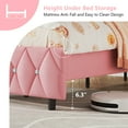 thumbnail image 4 of 4 EVER WINNER Full Size Upholstered Bed with Diamond Headboard and Footboard, Pink, 4 of 6