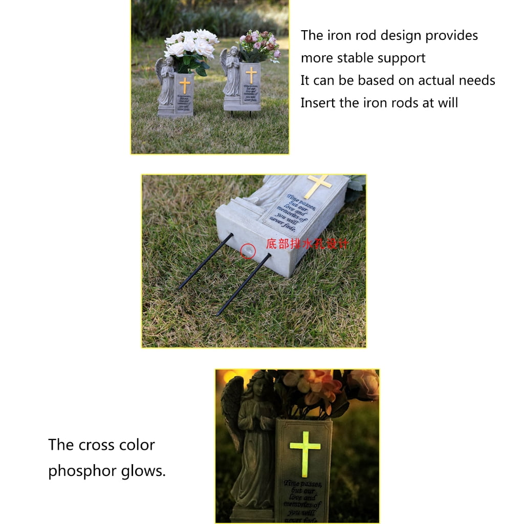 Angel Statue Garden Decors Fluorescent Angel Figurines Resin Praying Angel Garden Memorial Sculptures Angel Sculptures