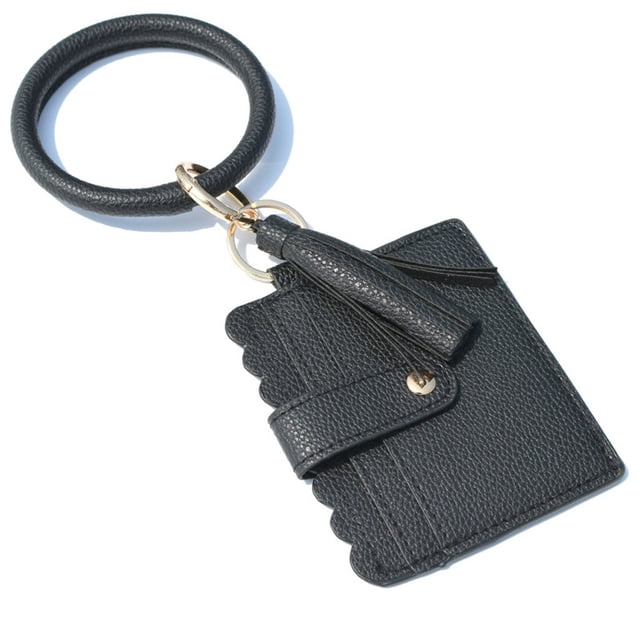 Large Bracelet Keychain Card Holder Tassel Bangle Key Ring Wristban With Wallet