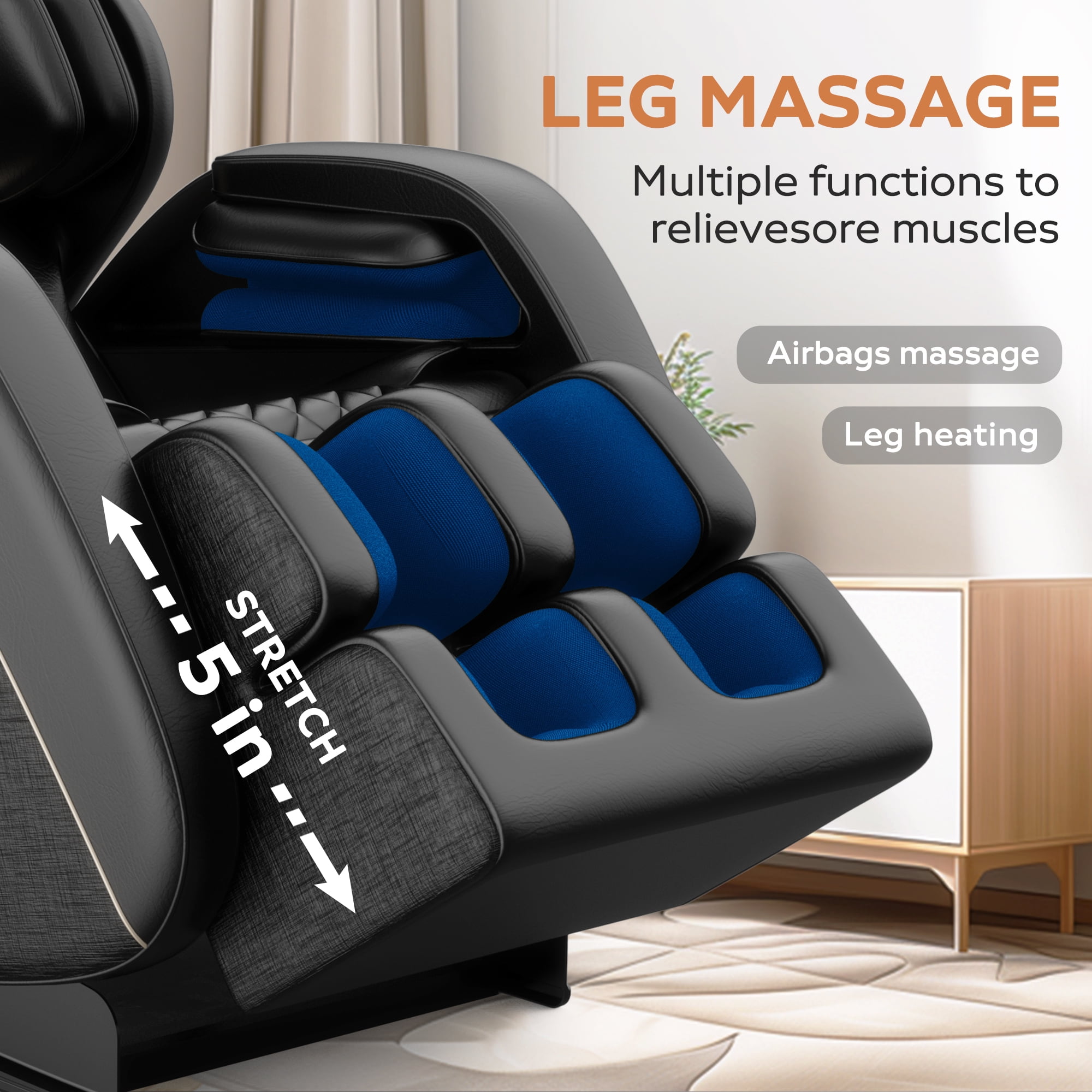 AENKYO Zero Gravity Full Body Massage Chair Recliner Includes Heating, Airbags, Bluetooth Speaker, Foot Roller, and Touch Screen Black